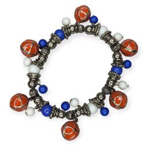 Blue & White Basketball Elastic Bracelet